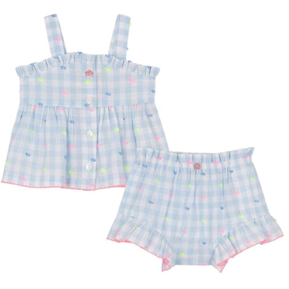 Billieblush Baby Girls Gingham Top & Bottom Set / Blue/White